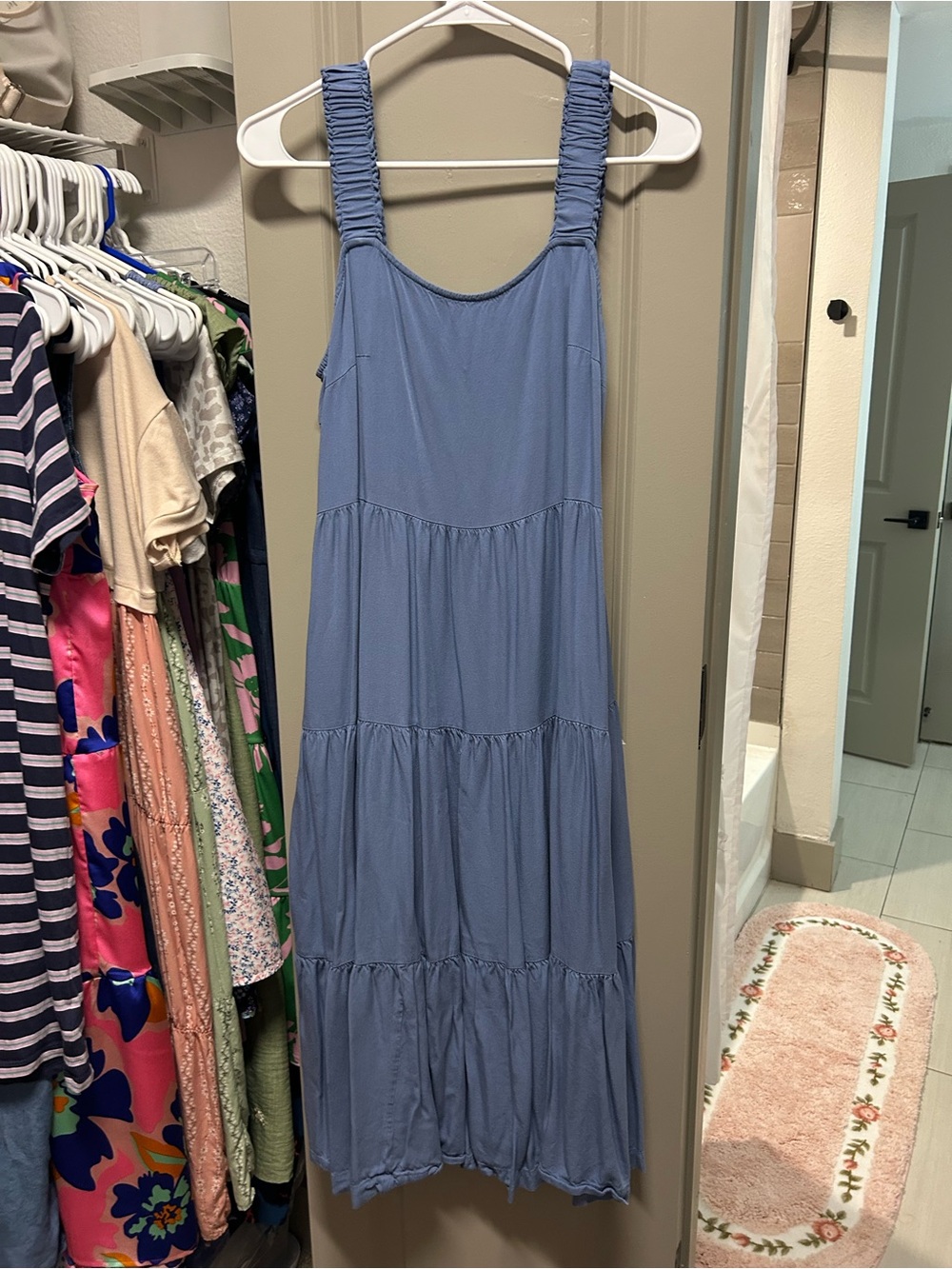 Amazon Blue Tiered Maxi Dress with Pockets